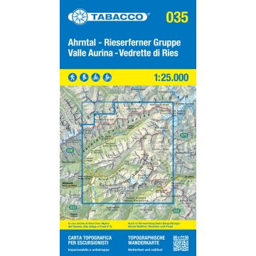 Wanderkarte Tabacco 035 Ahrntal Rieserferner Gruppe 1:25 000