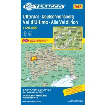 Carte de randonnée Tabacco 042 Val d'Ultimo Alta Val di Non 1:25 000