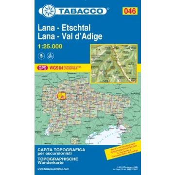 Carte de randonnée Tabacco 046 Lana Val d'Adige 1:25 000