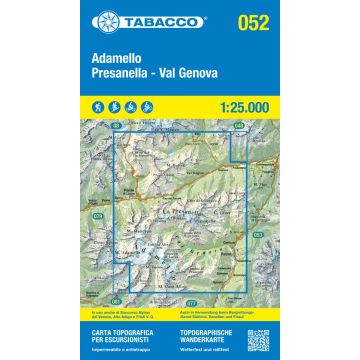 Carte de randonnée Tabacco 052 Adamello Presanella 1:25 000