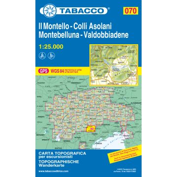 Wanderkarte Tabacco 070 Il Montello Colli Asolani Montebelluna Valdobbiadene 1:25 000 
