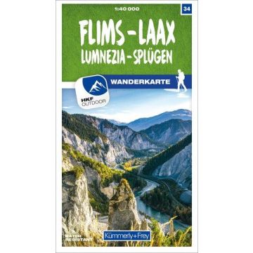 Carte pédestre 34 Flims Laax Lumnezia Splügen 1:40 000 / Kümmerly + Frey