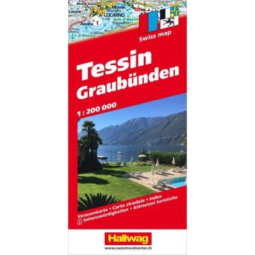 Carte routière Tessin & Grisons 1:200 000 / Hallwag