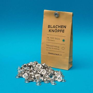 Blachenknopf-Set, 100 Alu-Knöpfe