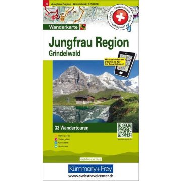 Carte pédestre 4 Jungfrau Region 1:50 000 / Hallwag 