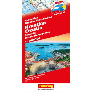 Strassenkarte Kroatien Slowenien Bosnien-Herzegowina 1:500 000 / Hallwag