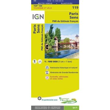 Carte topographique IGN 119 Paris Sens 1:100 000