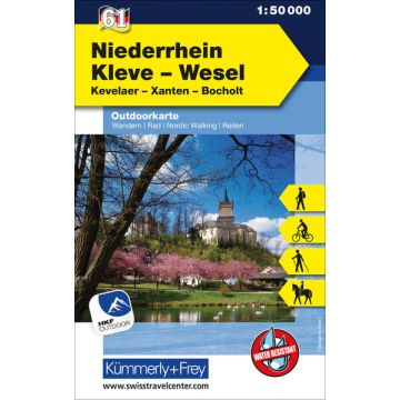 Carte de randonnée Niederrhein 1:50 000 / Kümmerly & Frey Outdoorkarte 61 