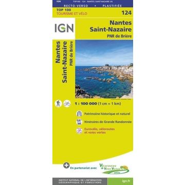 Carte topographique IGN 124 Nantes Saint-Nazaire 1:100 000