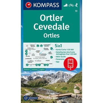 Wanderkarte Kompass 72 Ortler Cevedale 1:50 000