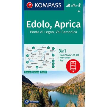 Wanderkarte Kompass 94 Edolo Aprica 1:35 000
