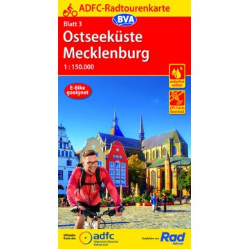 Velokarte ADFC 3 Ostseeküste Mecklenburg 1:150 000 / BVA