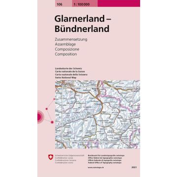 106 Glarnerland - Bündnerland 1:100 000 / Swisstopo