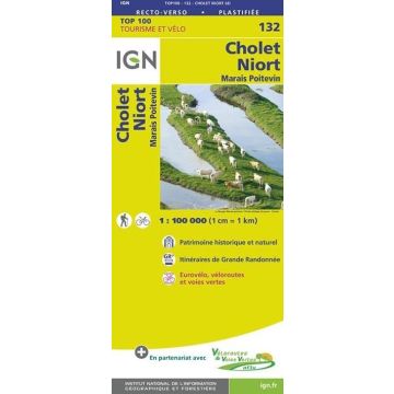 Carte topographique IGN 132 Cholet Niort 1:100 000