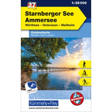 Carte de randonnée Starnberger See Ammersee 1:35 000 / Kümmerly & Frey Outdoorkarte 27