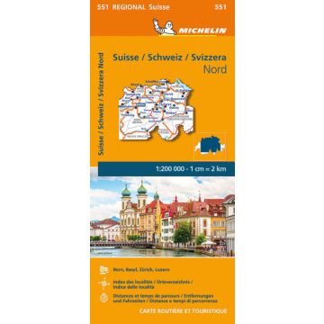 Carte routière Michelin 551 Suisse Nord 1:200 000