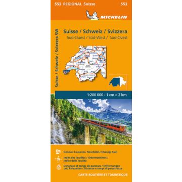 Carte routière Michelin 552 Suisse Sud Ouest 1:200 000