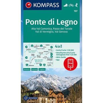 Wanderkarte Kompass 107 Ponte di Legno 1:50 000
