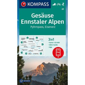 Wanderkarte Kompass 69 Gesäuse Pyhrn Eisenerz