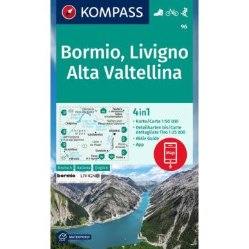 Wanderkarte Kompass 96 Bormio-Livigno 1:50 000