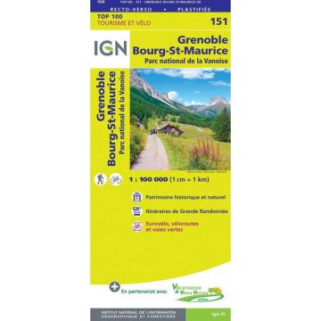 Carte topographique IGN 151 Grenoble Bourg-St.-Maurice 1:100 000