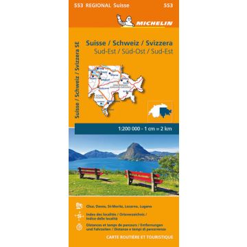 Carte routière Michelin 553 Suisse Sud Est 1:200 000