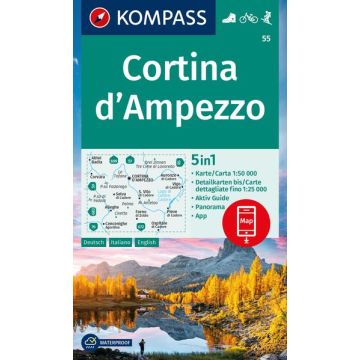 Wanderkarte Kompass 55 Cortina d'Ampezzo 1:50 000