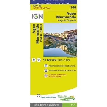 Topographische Karte IGN 160 Agen Marmande 1:100 000