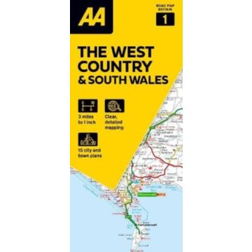 Carte routière The West Country & South Wales 1:200 000 / AA Road Map Britain 1