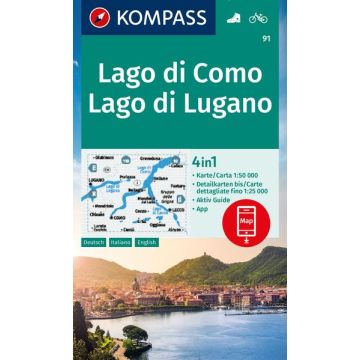Wanderkarte Kompass 91 Lago di Como 1:50 000