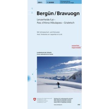 258 S Bergün / Bravuogn Carte de randonnée à ski 1:50 000