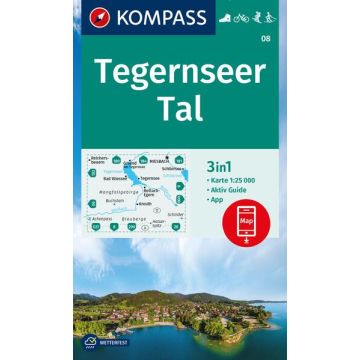 Wanderkarte Kompass 08 Tegernseer Tal 1:25 000