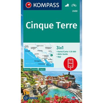 Wanderkarte Kompass 2450 Cinque Terre 1:35 000
