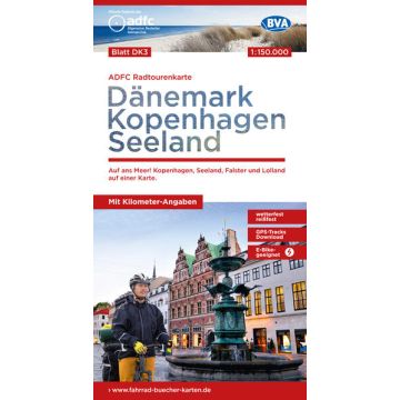 Velokarte ADFC DK 3 Dänemark Kopenhagen Seeland 1:150 000 / BVA
