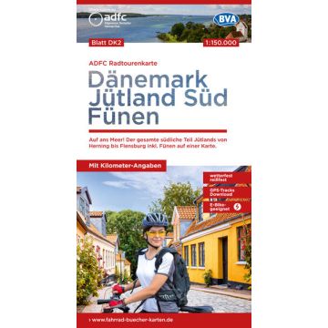 Velokarte ADFC DK 2 Dänemark Jütland Süd Fünen 1:150 000 / BVA