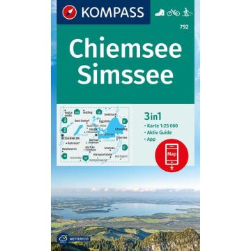 Wanderkarte Kompass 792 Chiemsee Simssee 1:25 000