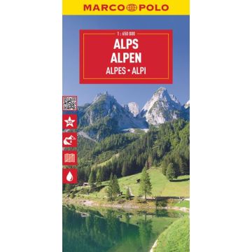 Carte routière Alpes 1:650 000 / Marco Polo