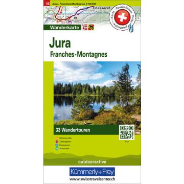 Wanderkarte Jura Franches-Montagnes 1:50 000 Touren-Wanderkarte 15 / Hallwag