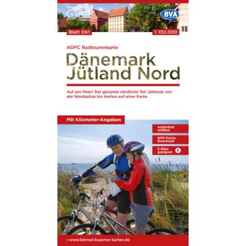 Velokarte ADFC DK 1 Dänemark Jütland Nord 1:150 000 / BVA