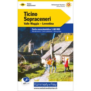 Carte pédestre 26 Ticino Sopraceneri 1:60 000 / Kümmerly & Frey