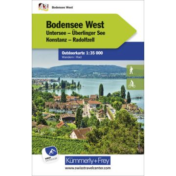 Carte de randonnée Bodensee West 1:35 000 / Kümmerly & Frey Outdoorkarte 43