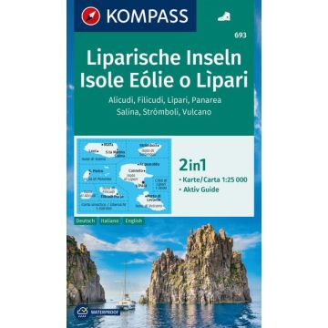 Wanderkarte Kompass 693 Isole Eolie o Lipari 1:25