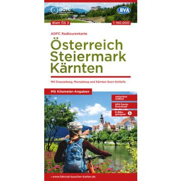Velokarte ADFC ÖS 3 Österreich Steiermark Kärnten 1:150 000 