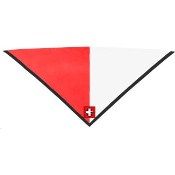 Halstuch rot/weiss Rand schwarz 2cm mit Stick