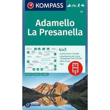 Wanderkarte Kompass 71 Adamello la Presanella