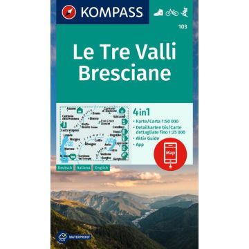 Wanderkarte Kompass 103 Le Tre Valli Bresciane