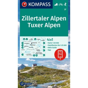 Wanderkarte Kompass 37 Zillertaler Alpen 1:50 000