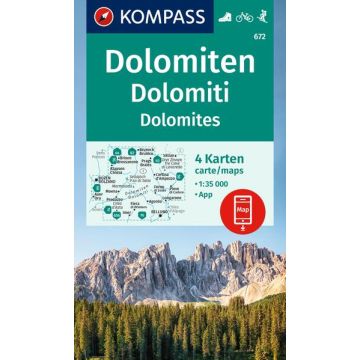 Wanderkarte Kompass 672 Dolomiten 1:35 000