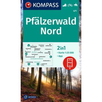 Wanderkarte Kompass 471 Pfälzerwald Nord 1:25 000