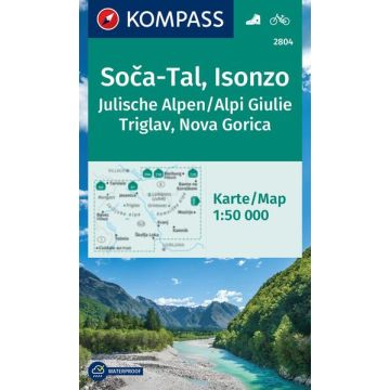 Wanderkarte Kompass 2804 Soca-Tal, Isonzo, Julische Alpen, Triglav 1:50 000